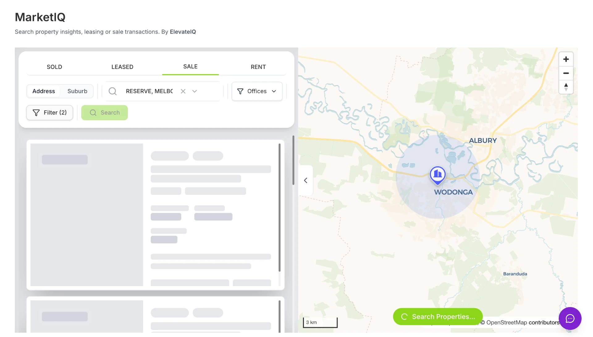 MarketIQ property insights and market evidence map view