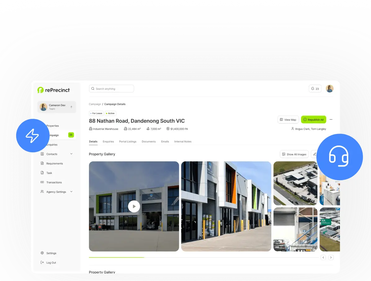 rePrecinct onboarding specialist setting up a commercial agency CRM
