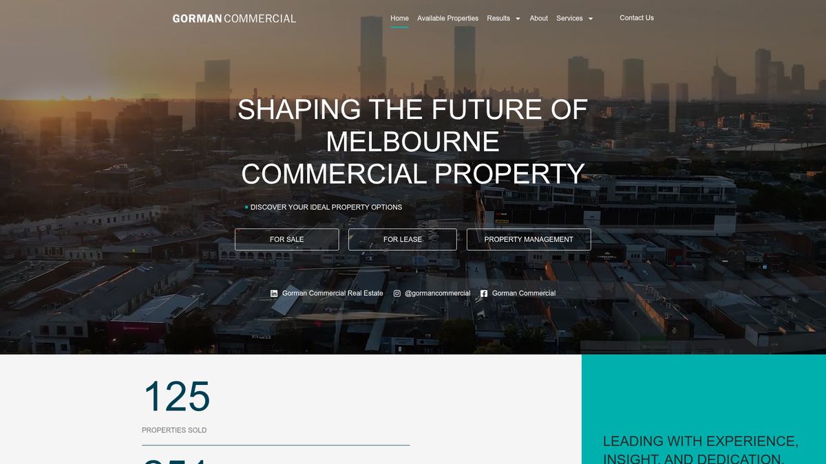 Gorman Commercial real estate website design example built by the rePrecinct team
